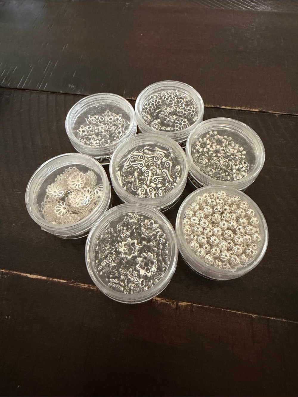 Silver Floral and Bead Accent Set of 7